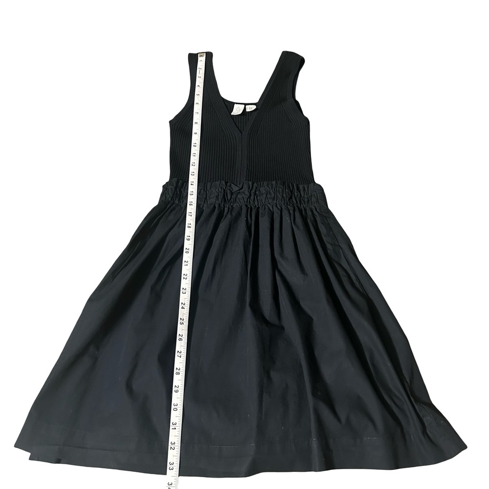 Joie Black Ribbed Knit Poplin Mini Dress Fit & Flare Sleeveless Size M - Picture 6 of 8
